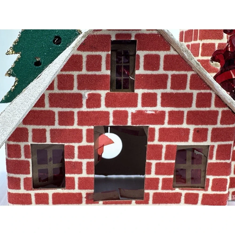 VINTAGE CHRISTMAS LIGHT UP PUTZ STYLE HOUSE JAPAN Damaged